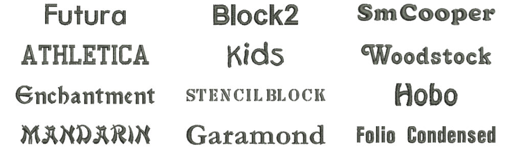Embroidery fonts